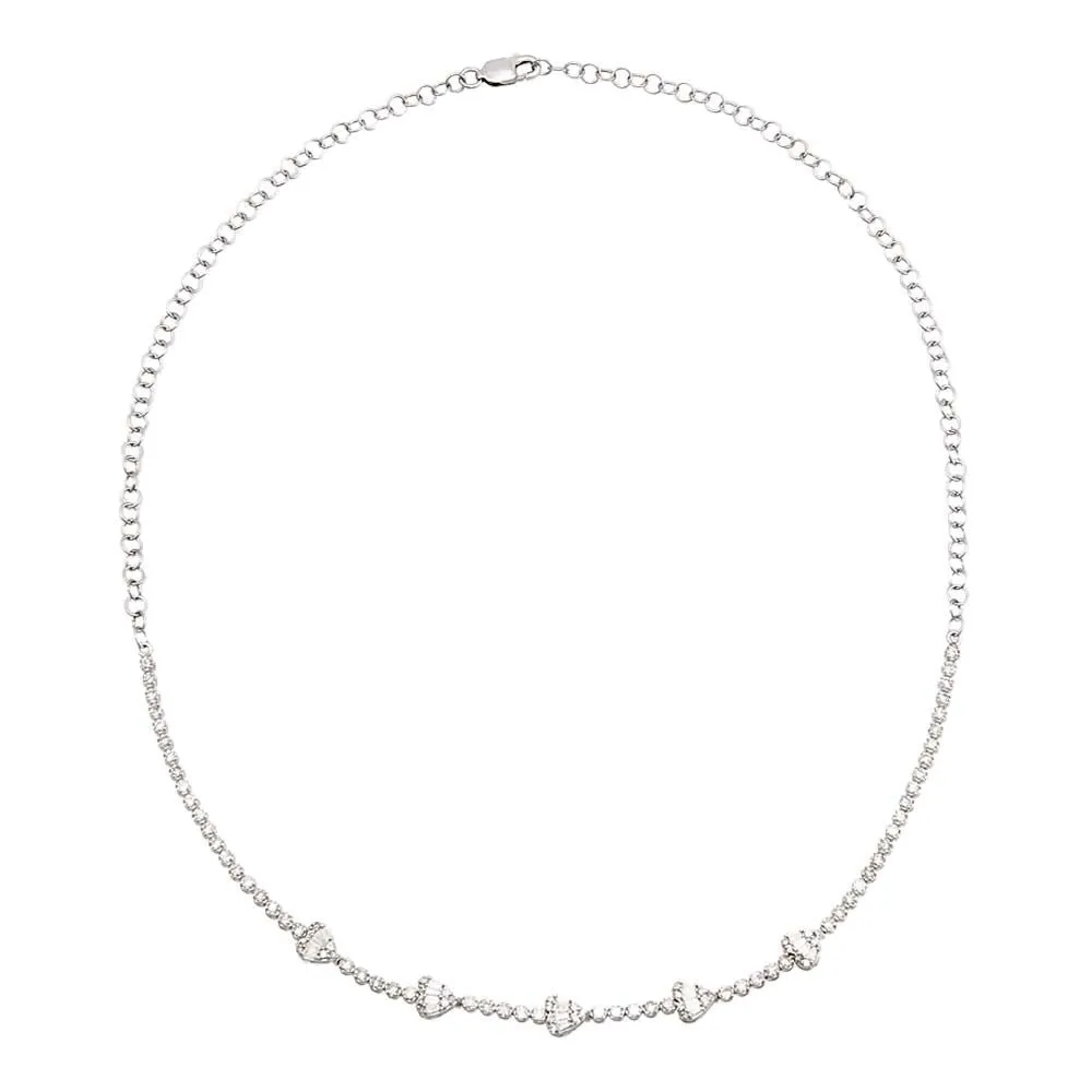 Heart Diamond Tennis Choker 14K