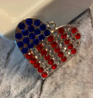 Heart Flag Rhinestone Pendant