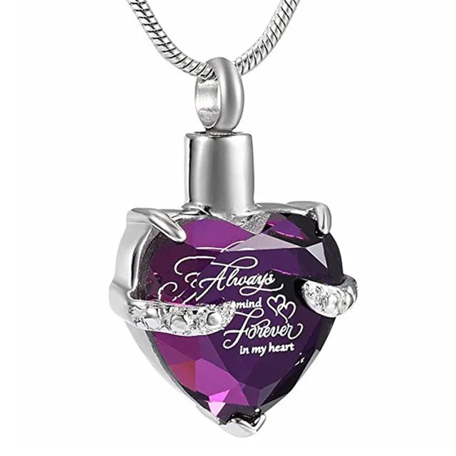 Heart-Shaped Crystal Ashes Necklace