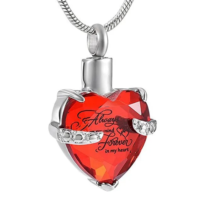 Heart-Shaped Crystal Ashes Necklace