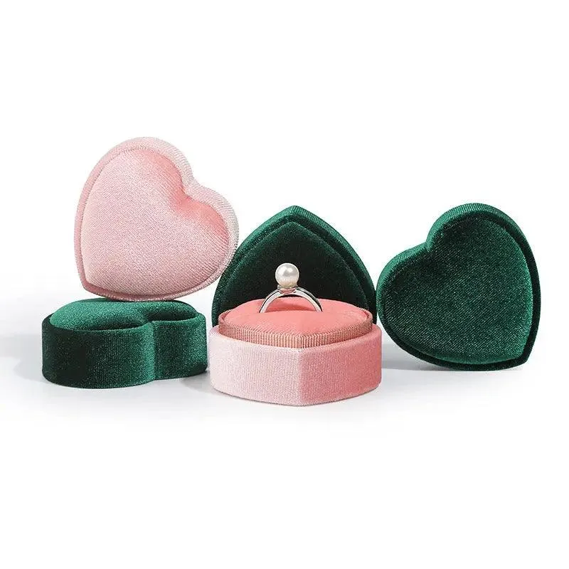 Heart Shaped Jewelry Wedding Gift Velvet Engagement Ring Box