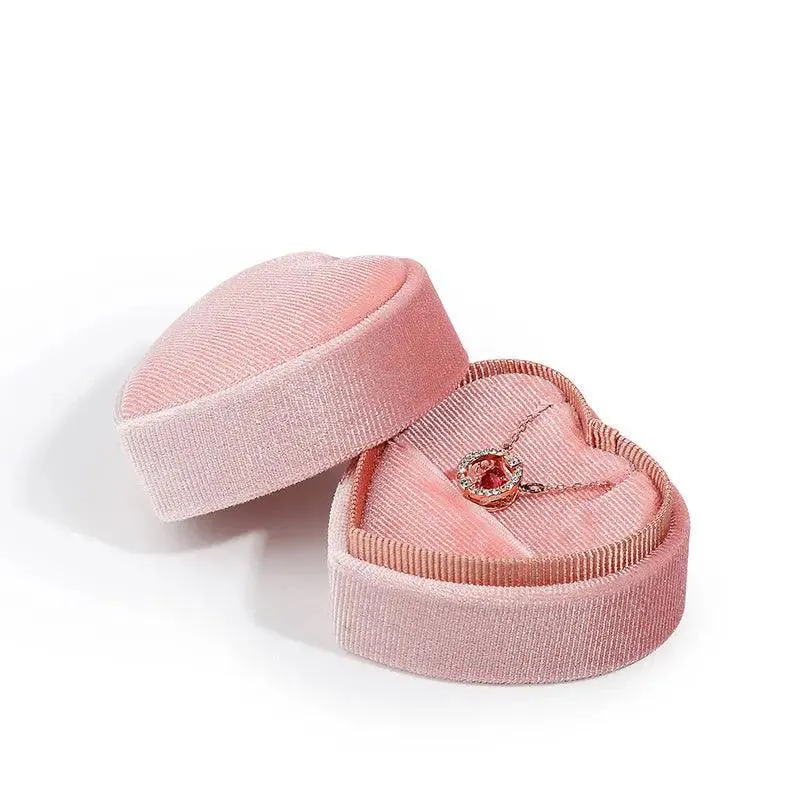 Heart Shaped Jewelry Wedding Gift Velvet Engagement Ring Box