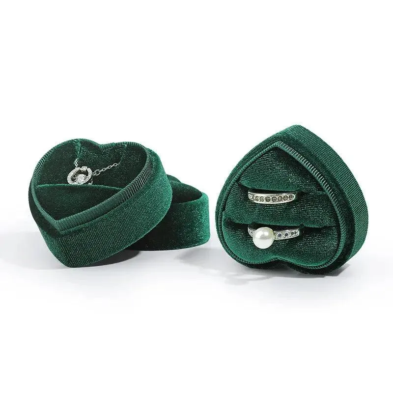 Heart Shaped Jewelry Wedding Gift Velvet Engagement Ring Box