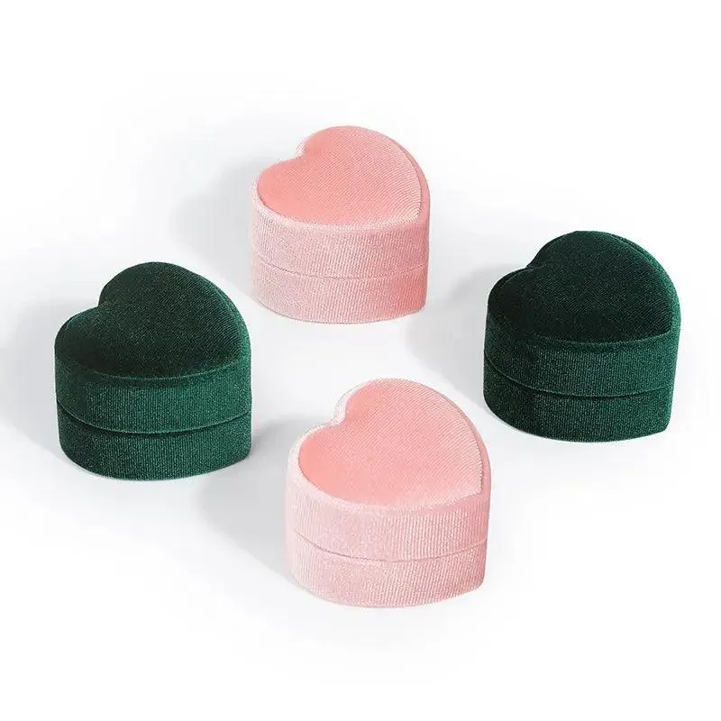 Heart Shaped Jewelry Wedding Gift Velvet Engagement Ring Box