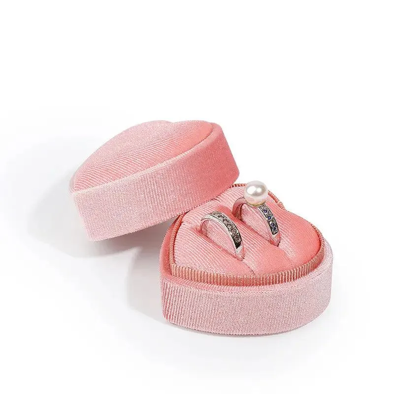 Heart Shaped Jewelry Wedding Gift Velvet Engagement Ring Box