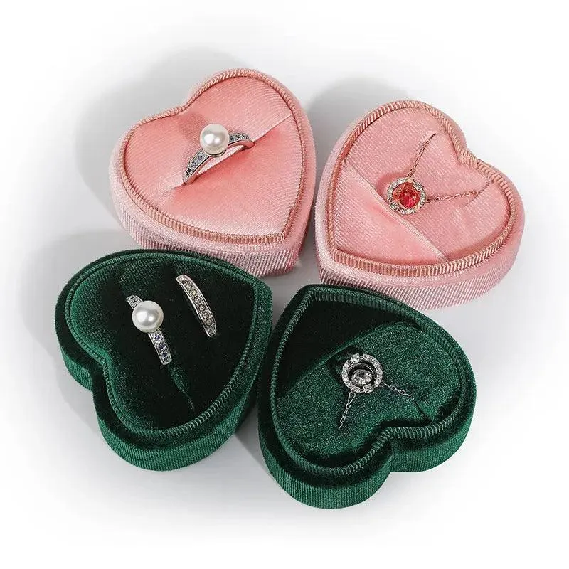 Heart Shaped Jewelry Wedding Gift Velvet Engagement Ring Box