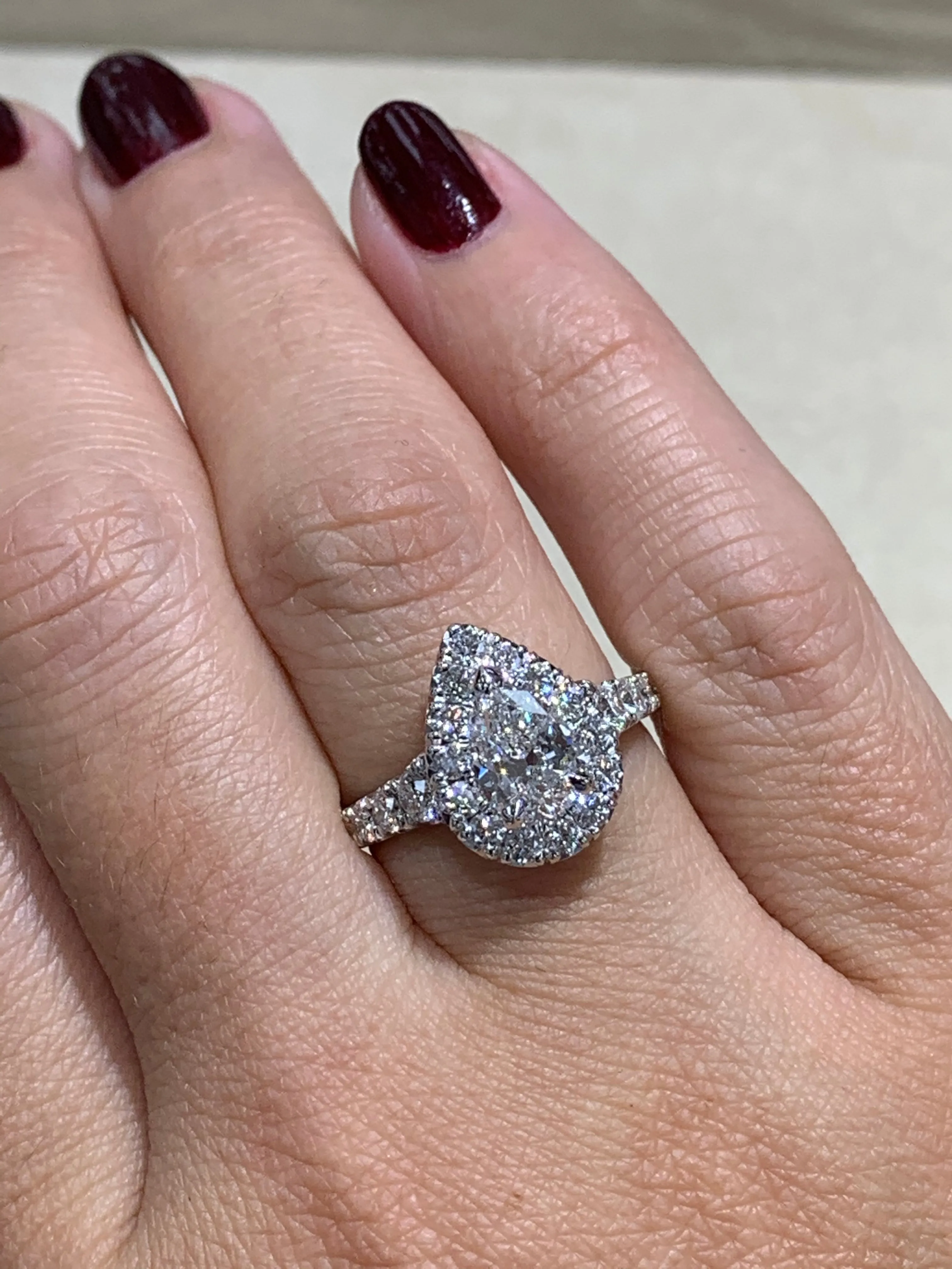 Henri Daussi Pear Shape 2.30ct t.w. Halo Engagement Ring