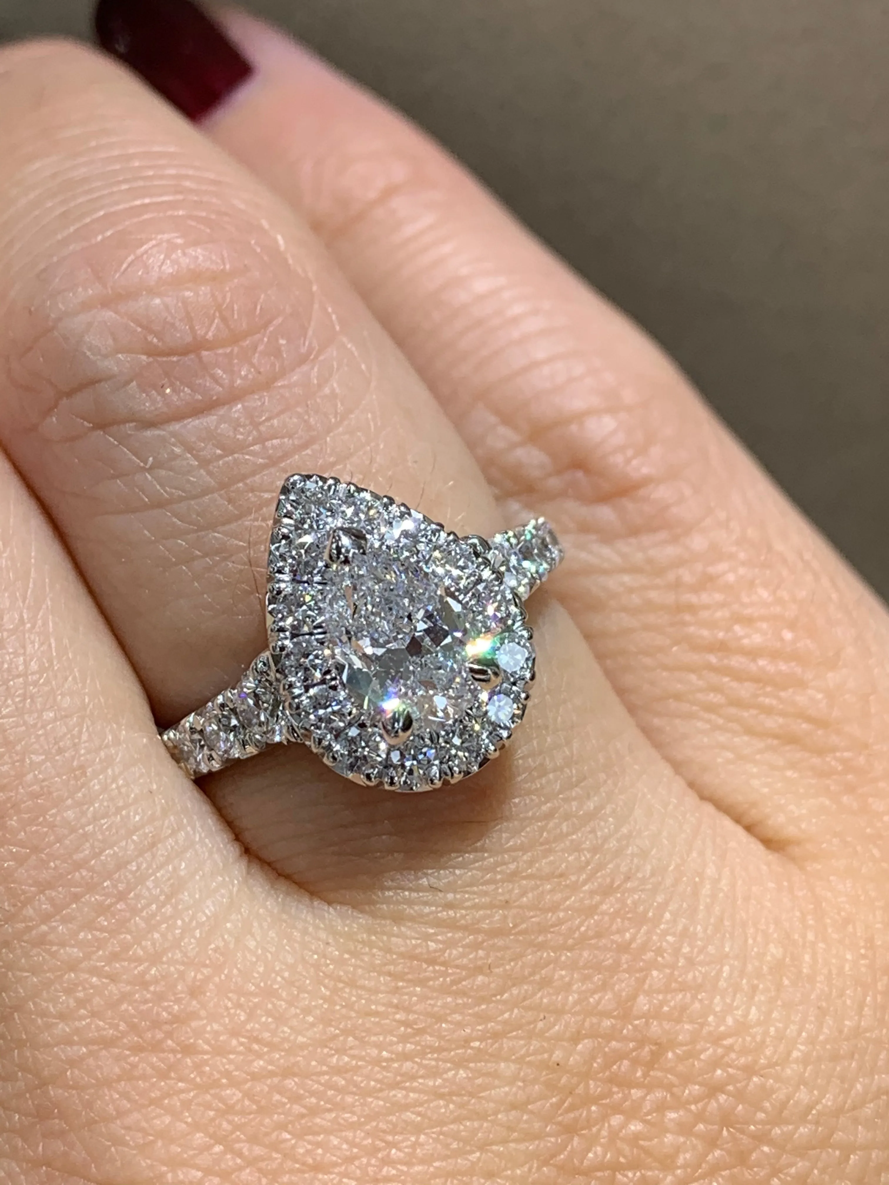 Henri Daussi Pear Shape 2.30ct t.w. Halo Engagement Ring