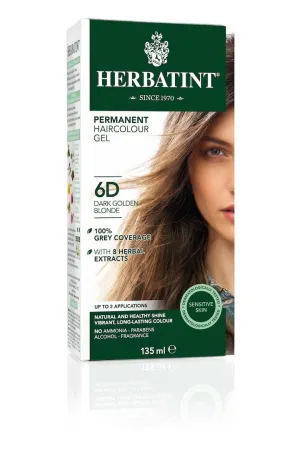 Herbatint Permanent Herbal Haircolor Gel - 6D Dark Golden Blonde (135 mL)