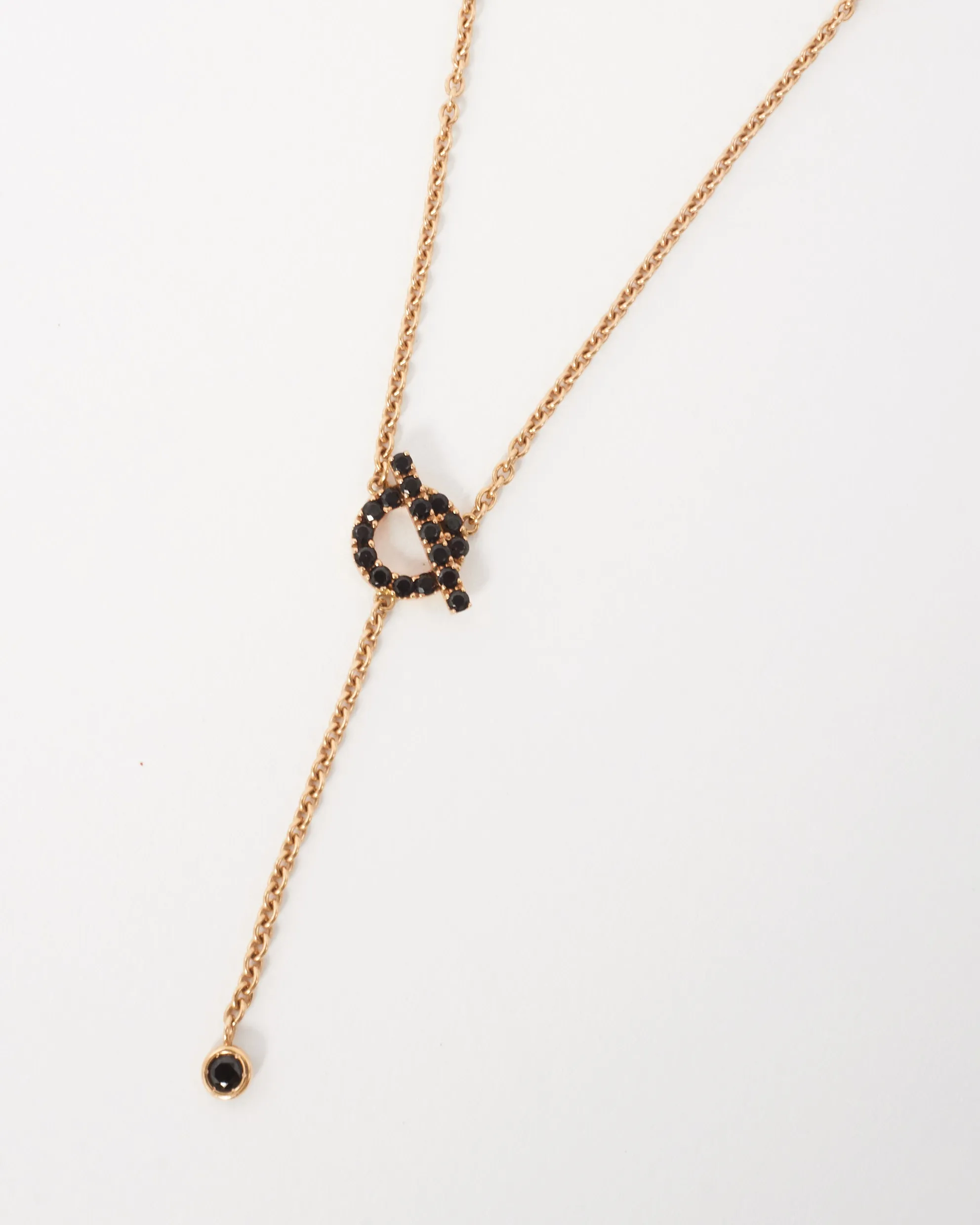 Hermès 18K Rose Gold & Black Spinel Finesse Lariat Necklace