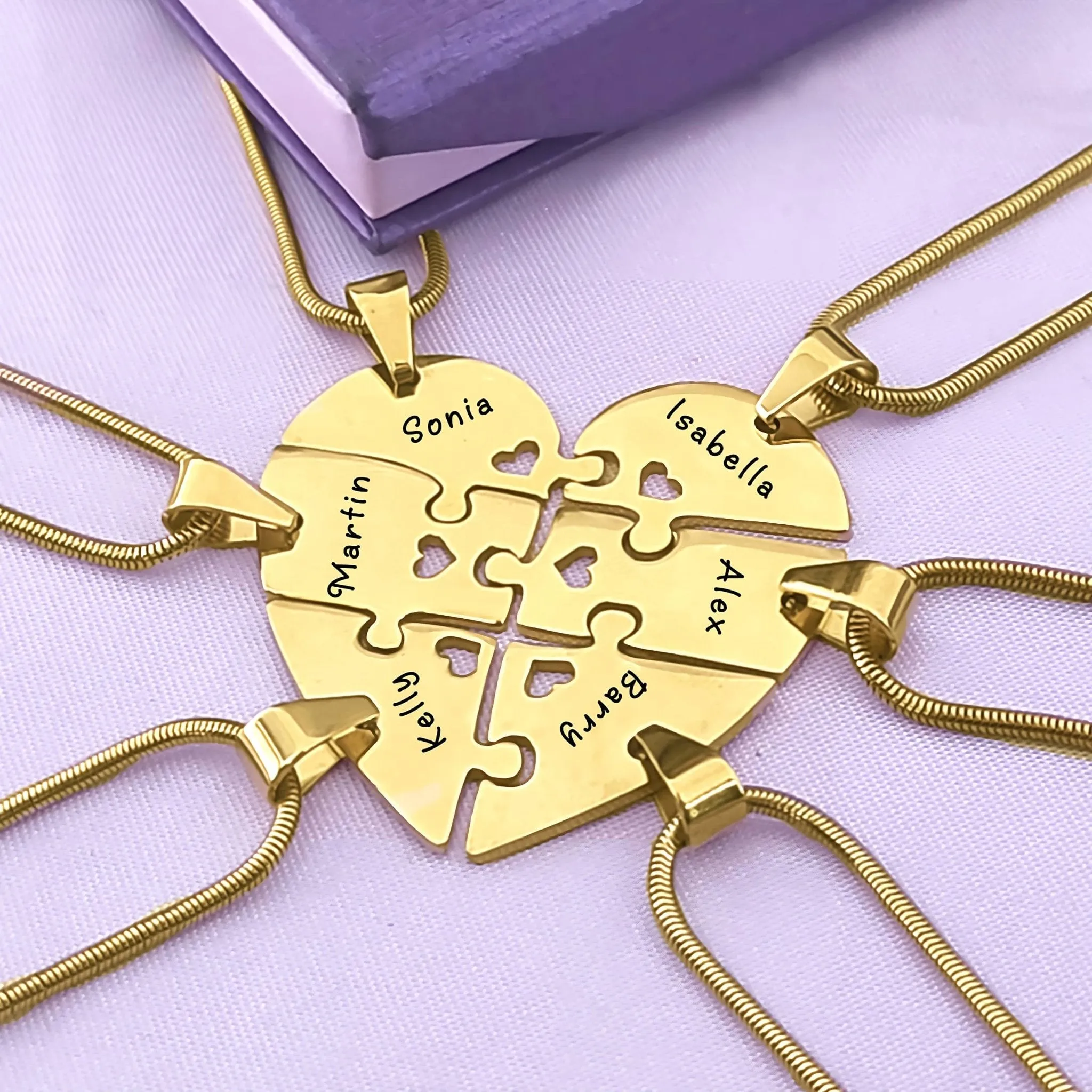 Hexa Heart Puzzle 6 Personalised Necklaces