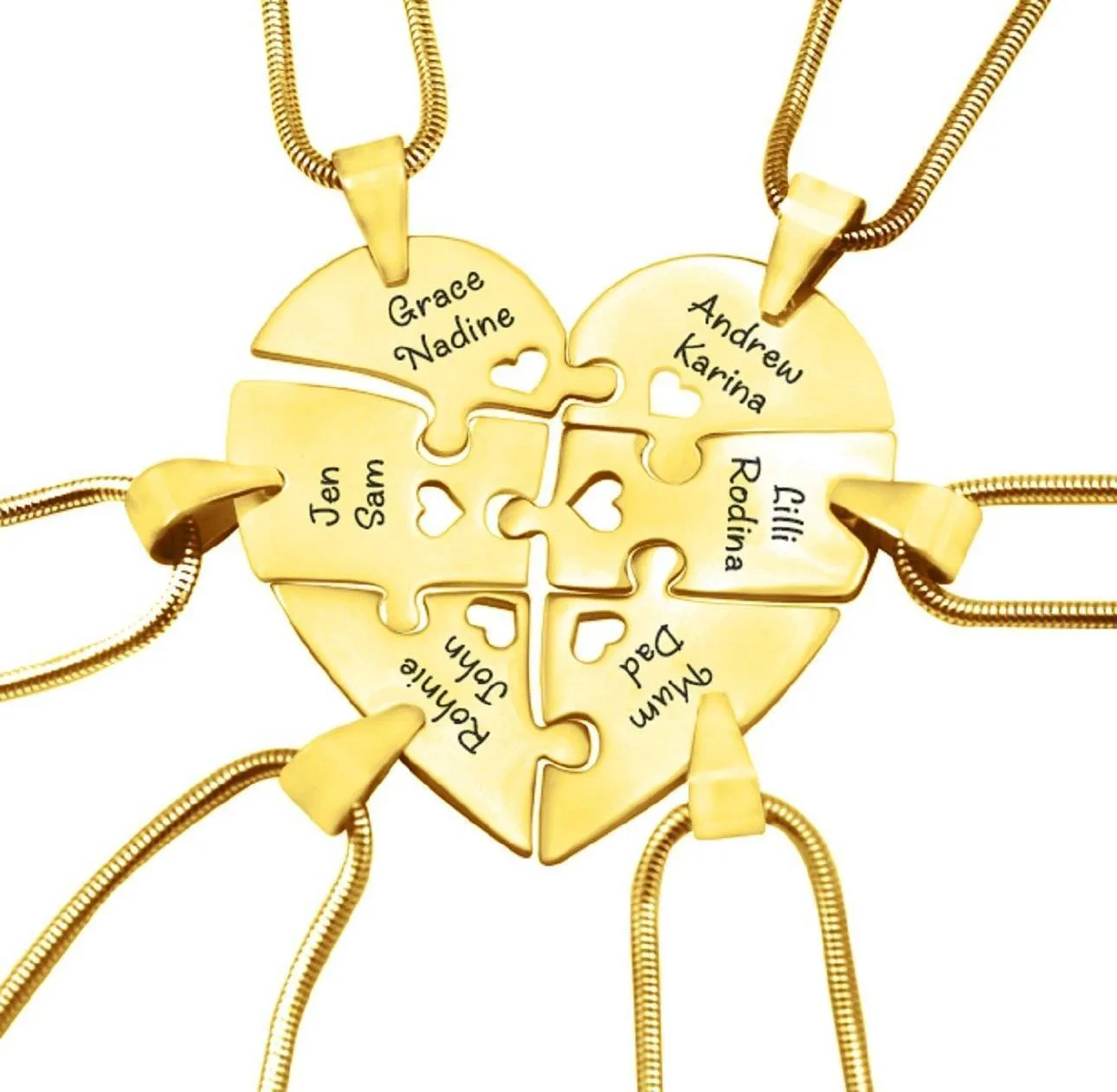 Hexa Heart Puzzle 6 Personalised Necklaces