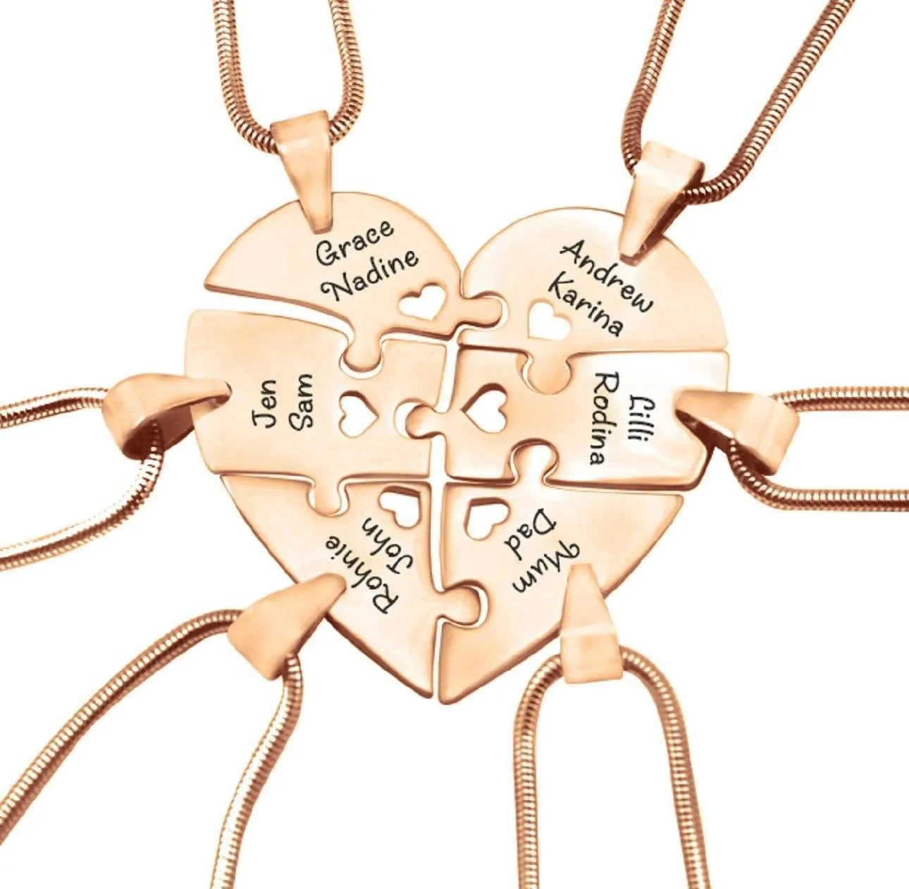 Hexa Heart Puzzle 6 Personalised Necklaces
