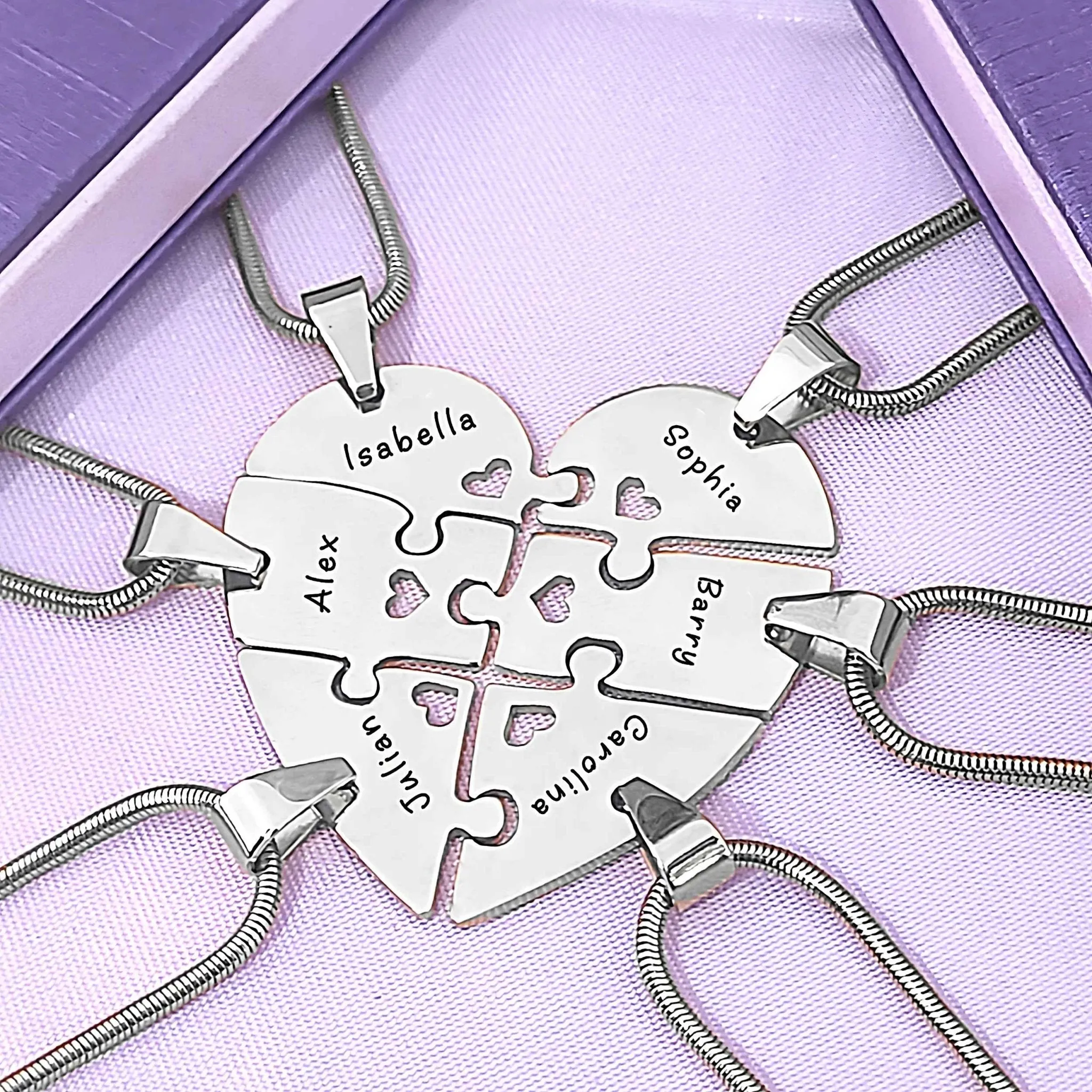 Hexa Heart Puzzle 6 Personalised Necklaces
