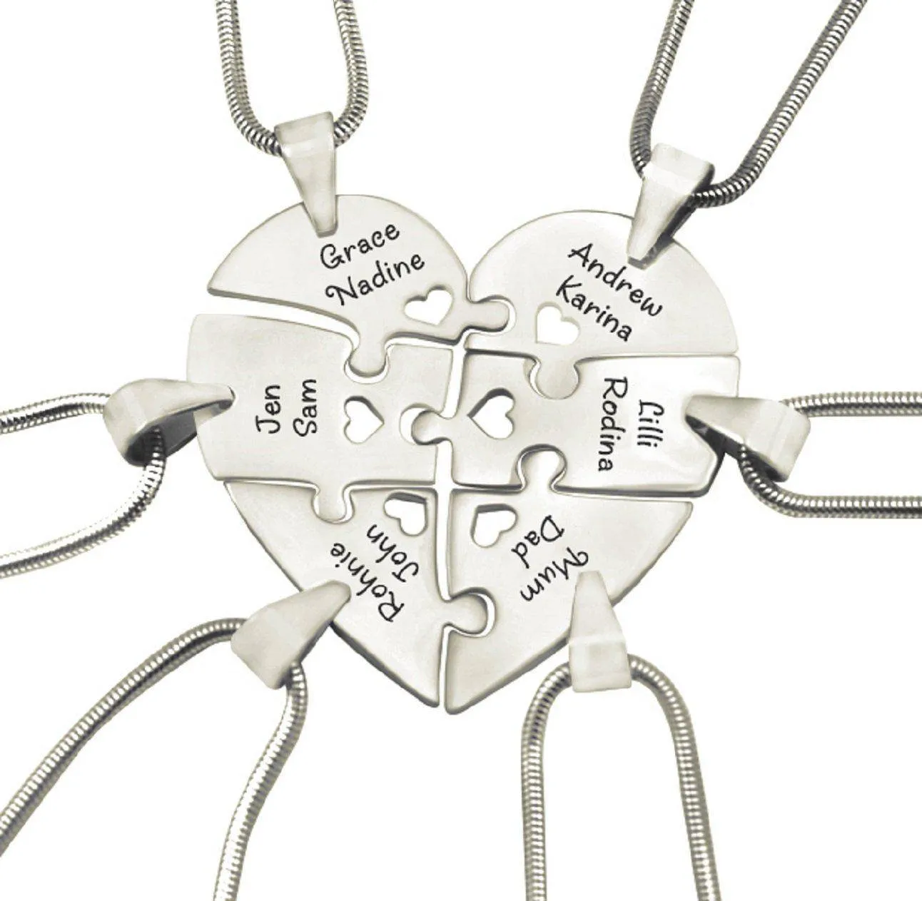 Hexa Heart Puzzle 6 Personalised Necklaces
