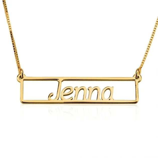 Hollow Bar Name Necklace
