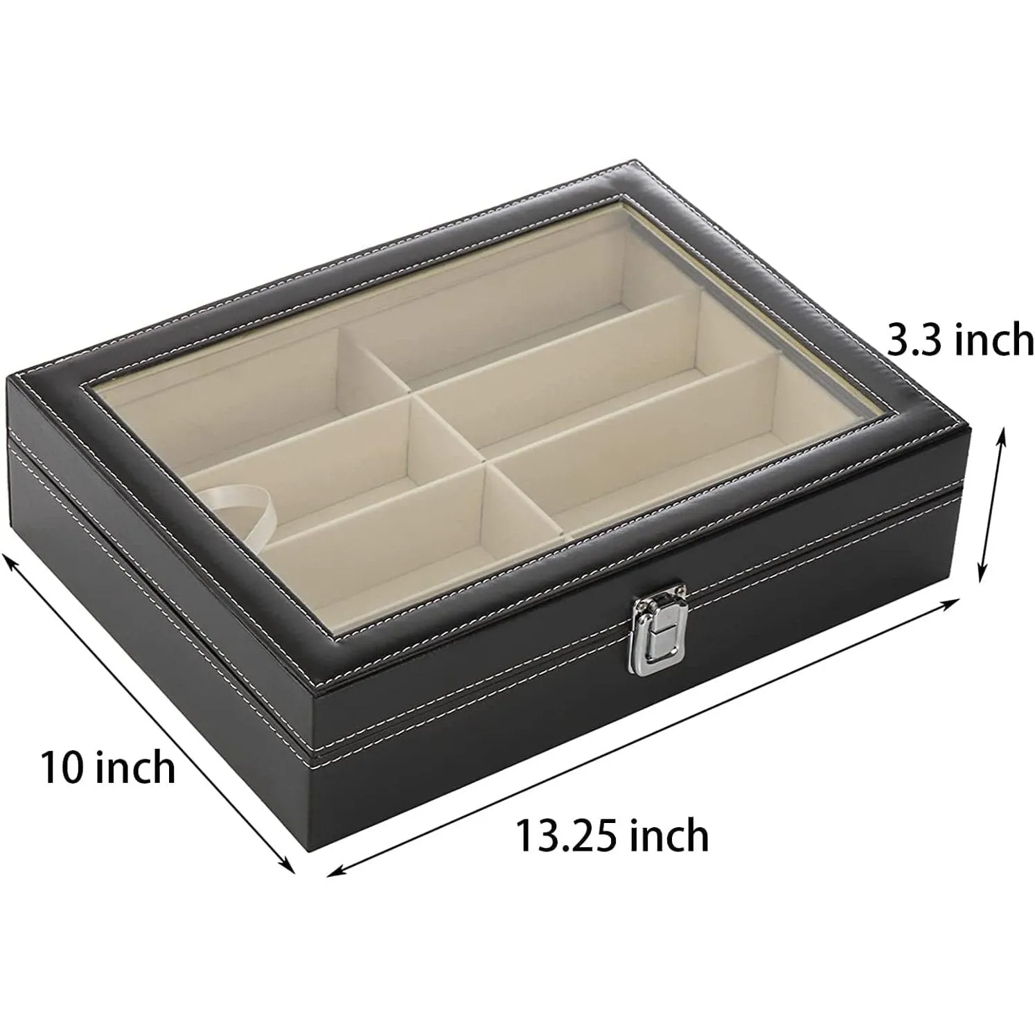 Homarket 2pcs Sunglasses Organizer, PU Leather Eyewear Organizer Sunglasses Display Case with 8 Slot, Lockable Case