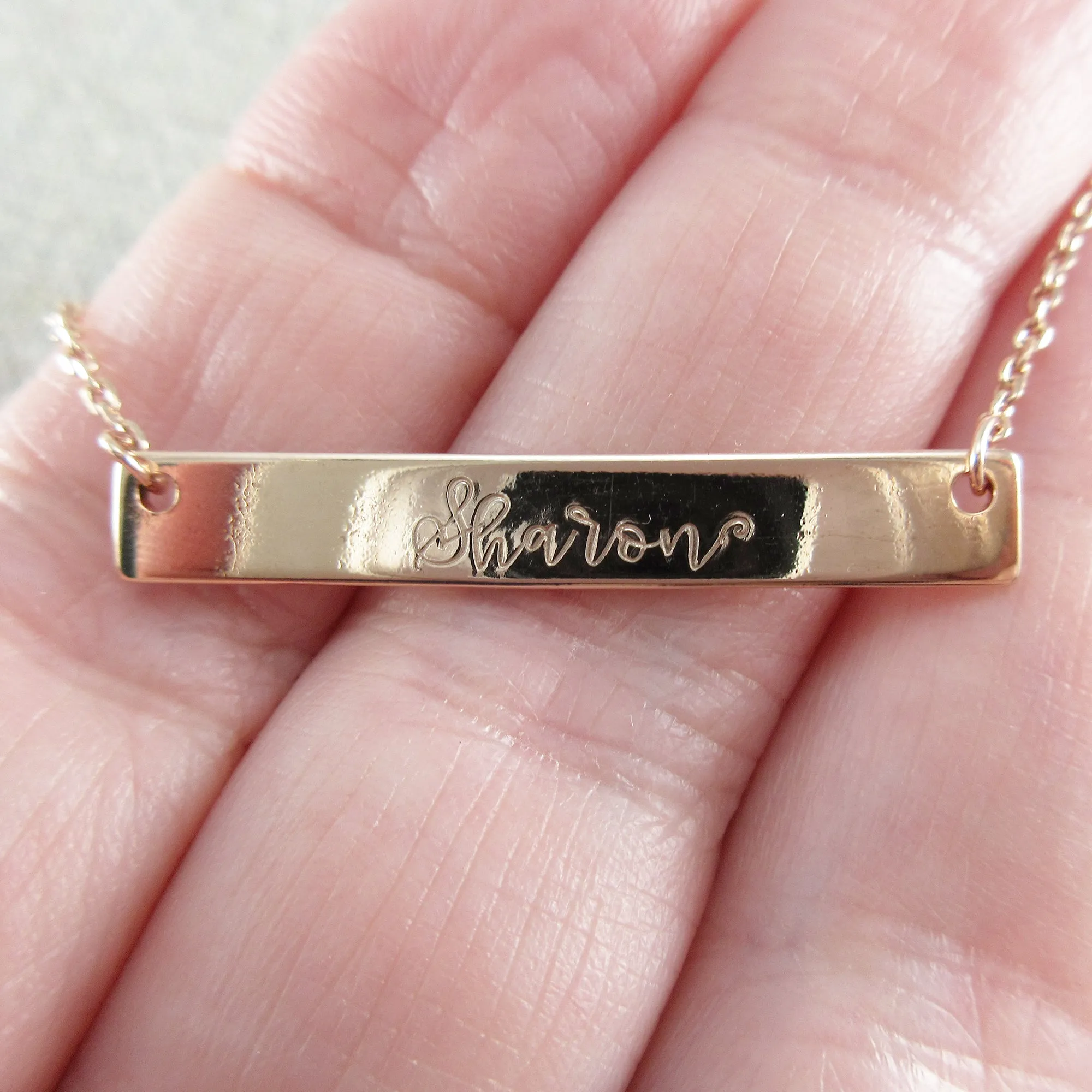 Horizontal Bar Nameplate Necklace