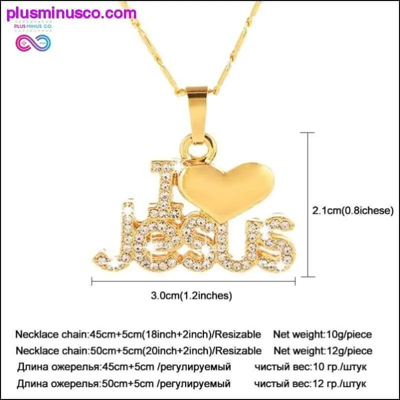 I Love Jesus pendant necklace for women gold/silver/rose