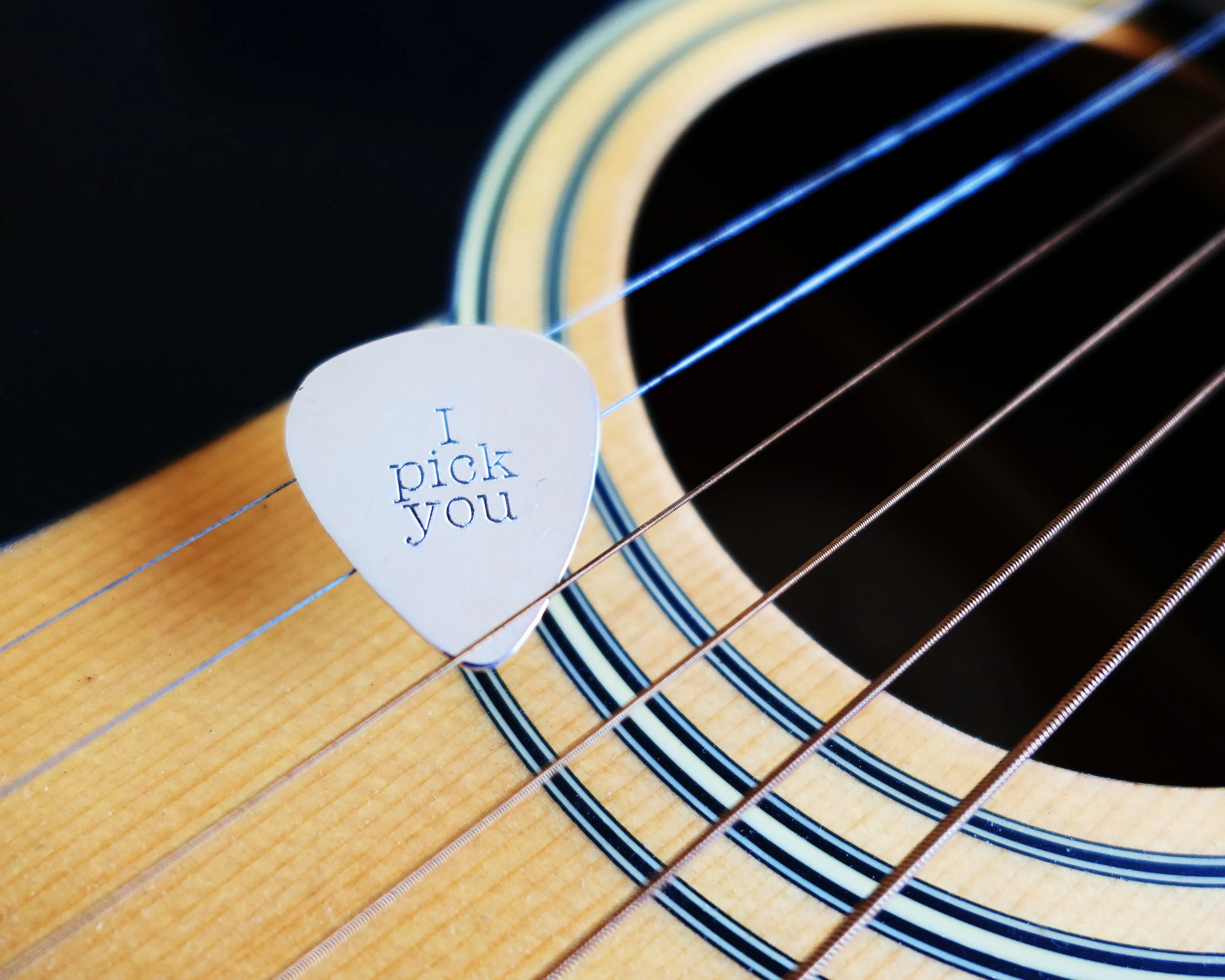 I Pick You Guitar Pick, Plectrum in Sterling Silver