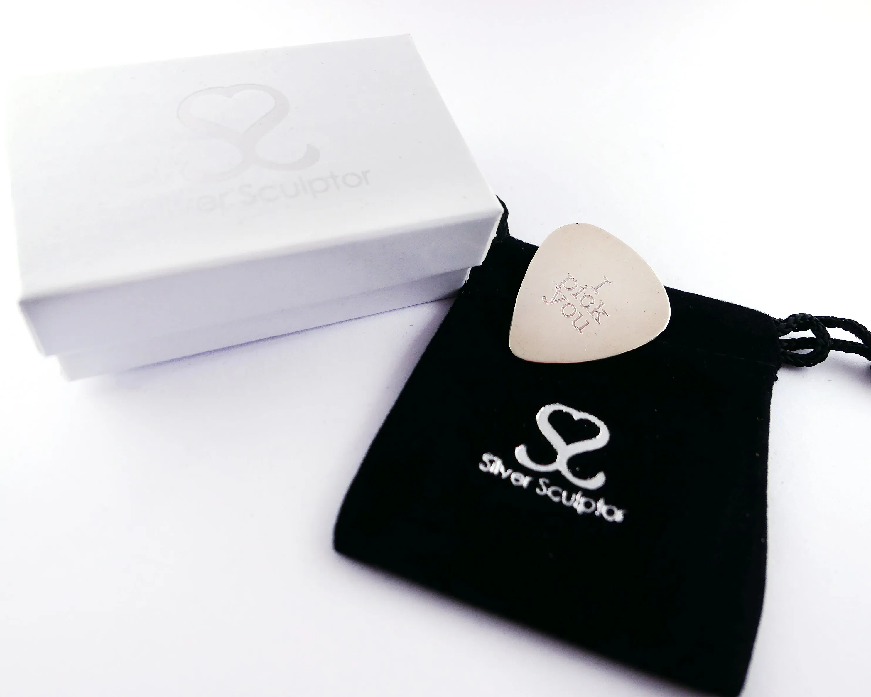 I Pick You Guitar Pick, Plectrum in Sterling Silver