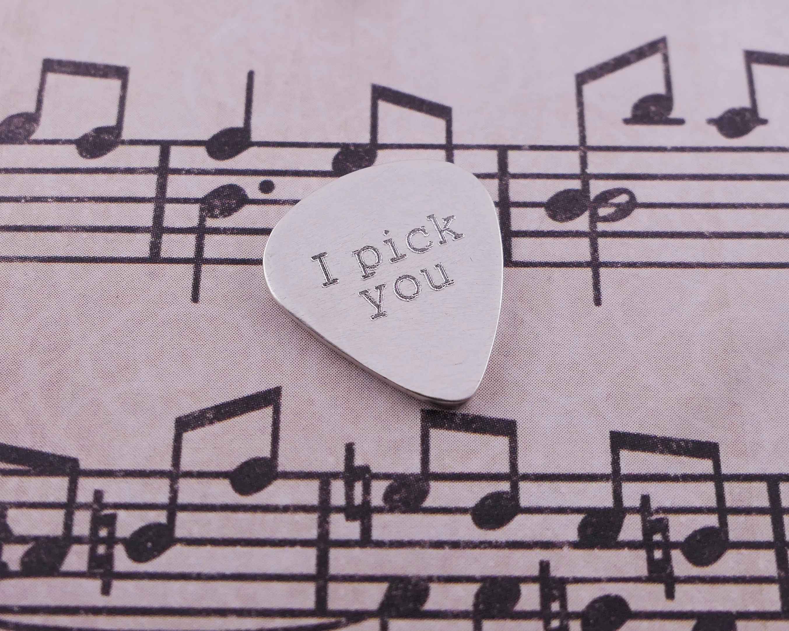 I Pick You Guitar Pick, Plectrum in Sterling Silver
