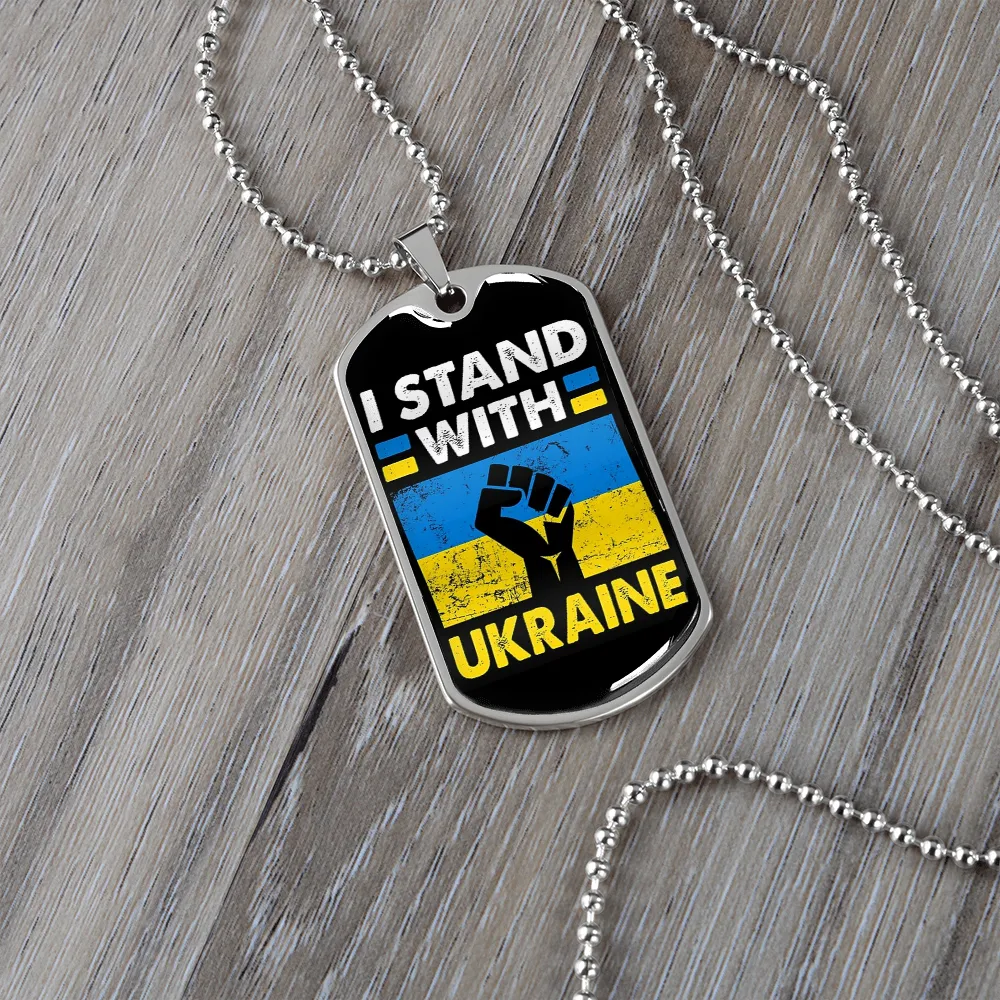 I Stand With Ukraine Dog Tag Necklace