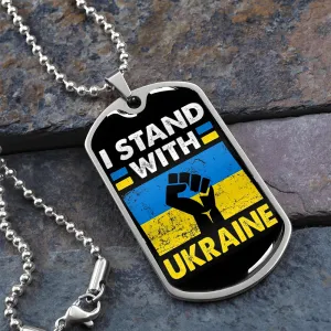 I Stand With Ukraine Dog Tag Necklace
