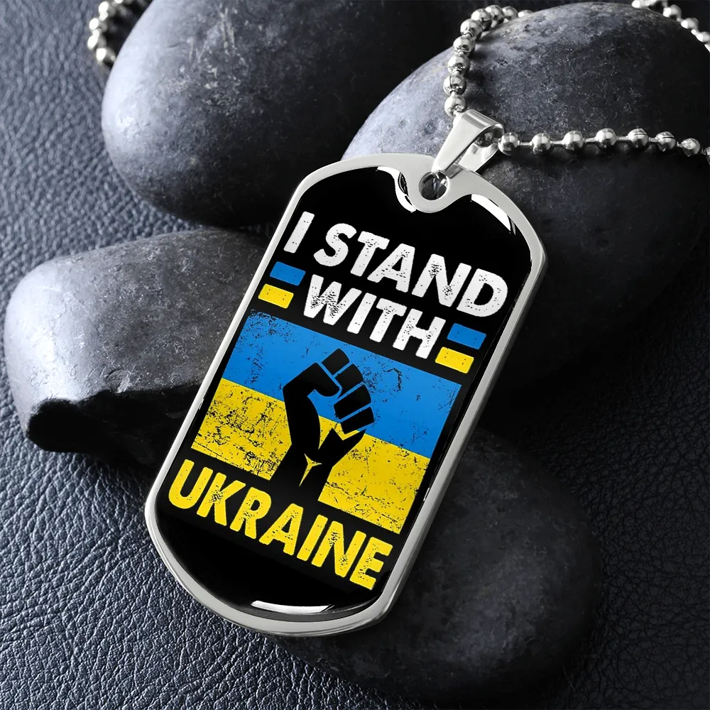 I Stand With Ukraine Dog Tag Necklace
