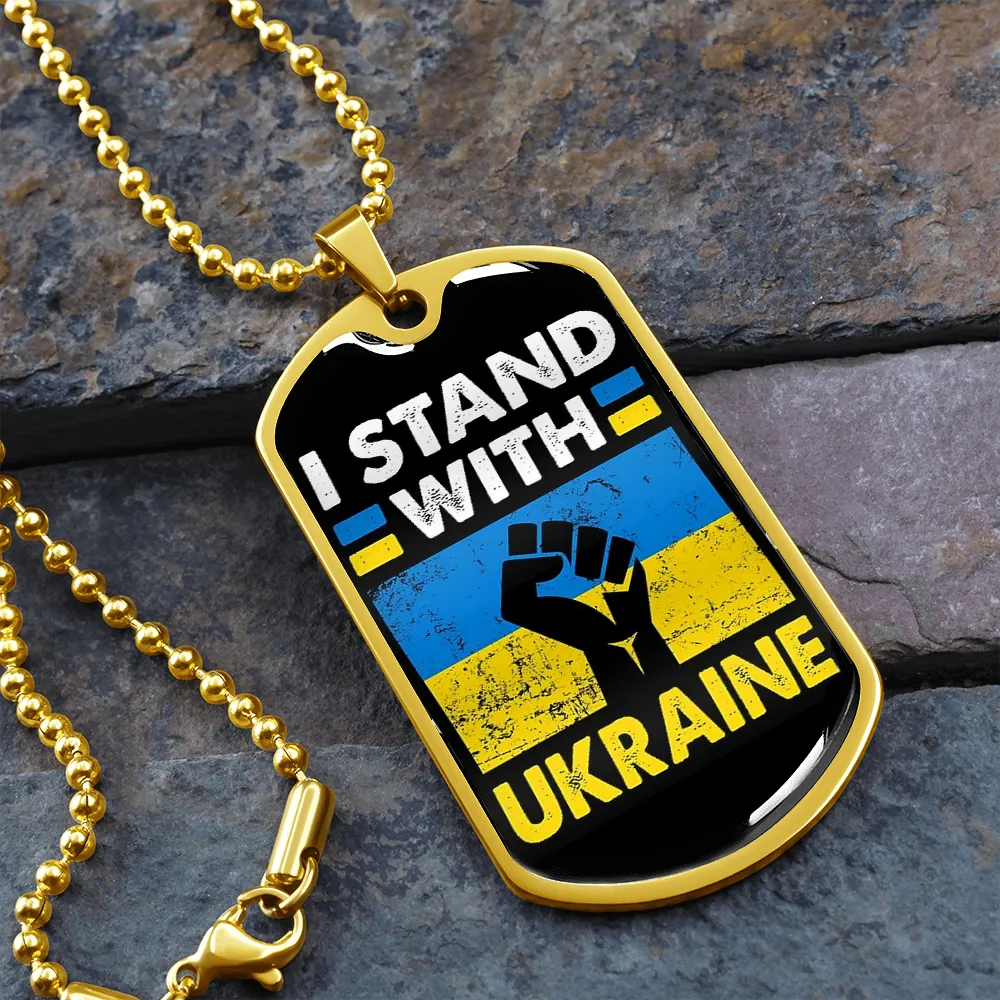 I Stand With Ukraine Dog Tag Necklace