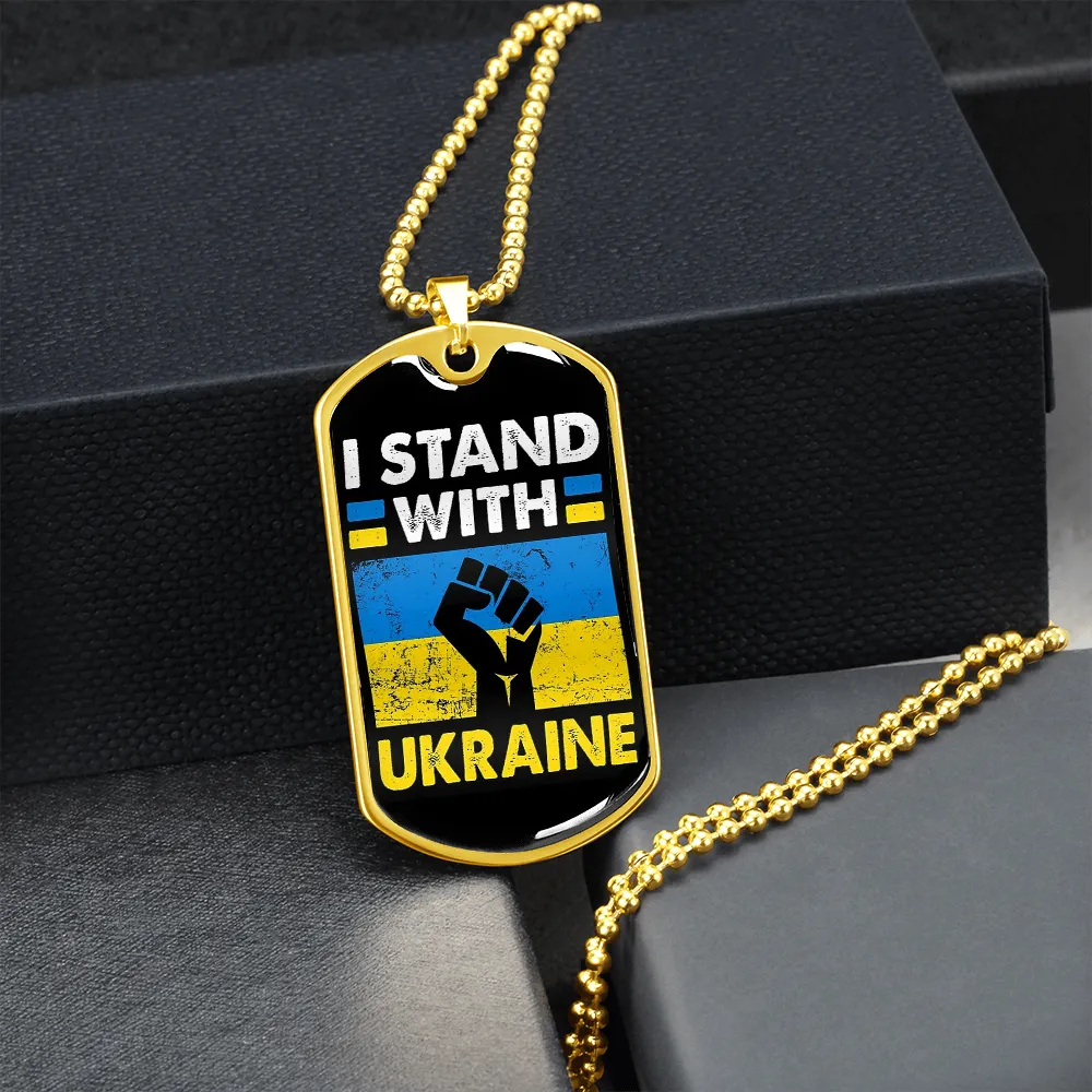 I Stand With Ukraine Dog Tag Necklace