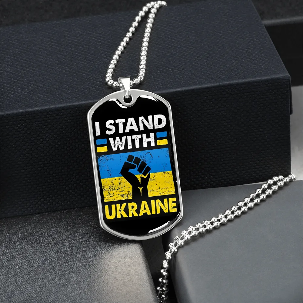 I Stand With Ukraine Dog Tag Necklace