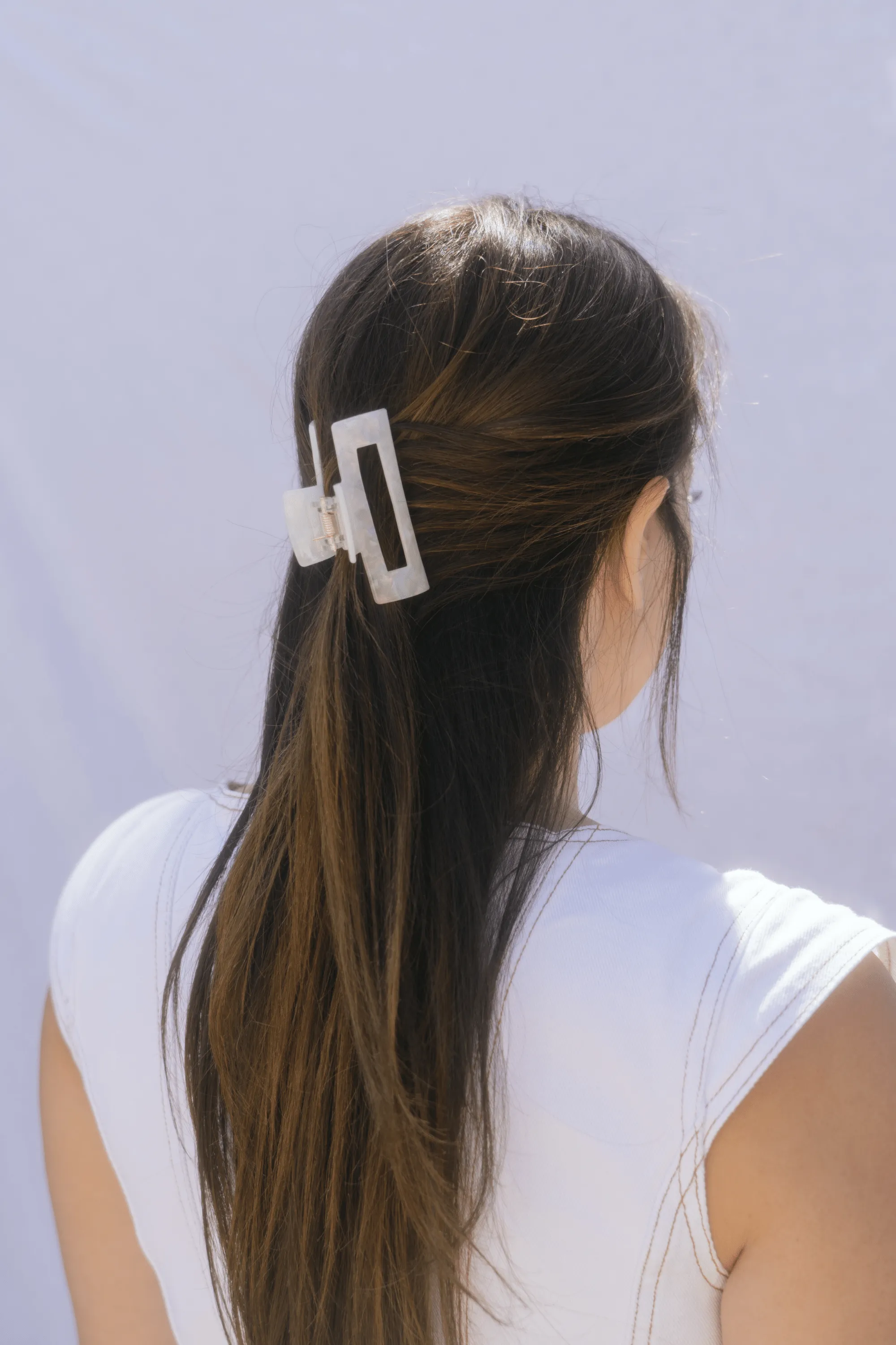Iridescent White Hair Claw Clip