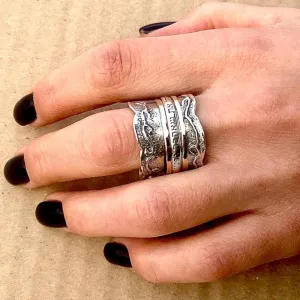 Israeli jewelry Spinning Rngs Hebrew engraved Ring