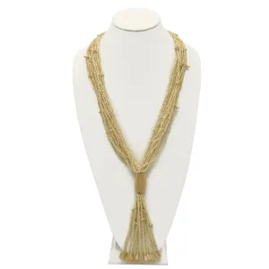Ivory multi layered Seed beads tassel long Necklace #N3101_IVORY (RF5/R-OH21)