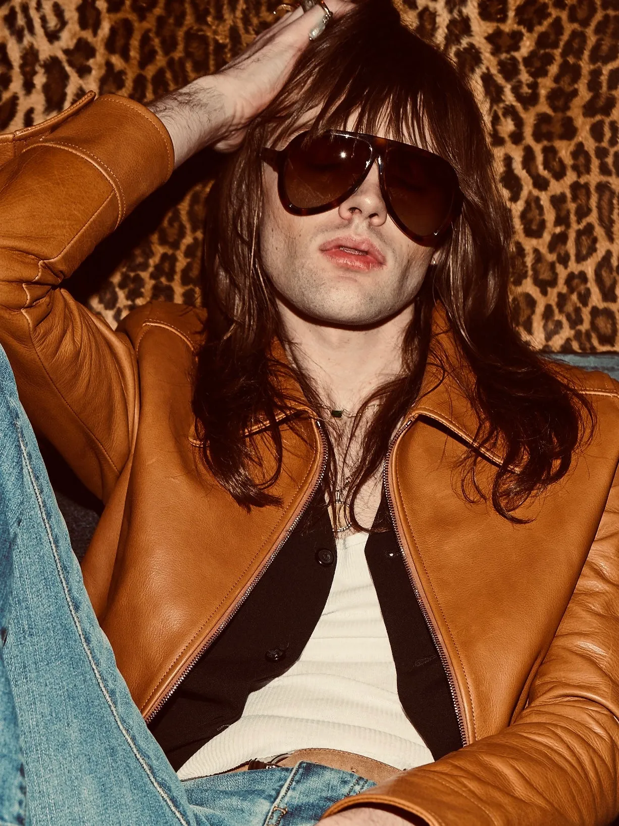 JAMES GIANT AVIATOR SUNGLASSES IN HAVANA-BROWN