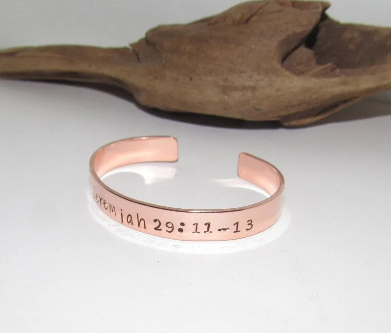Jeremiah 29 11  cuff, affirmation  jewelry, custom stamped jewelry, personalized jewelry, brides maids gifts,