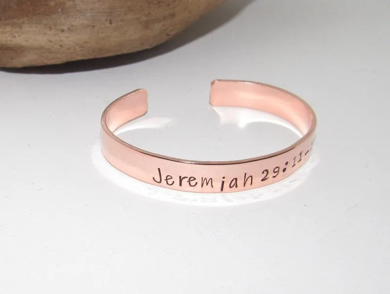 Jeremiah 29 11  cuff, affirmation  jewelry, custom stamped jewelry, personalized jewelry, brides maids gifts,