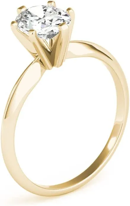 JewelMore 1 Carat - 3 Carat | Certified Lab Grown Diamond Engagement Ring For Women | 14K in White, Yellow Or Rose Gold | Lab Created Four-Prong Solitaire Diamond Engagement Ring | FG-VS1-VS2 Quality Revival Diamonds Engagement Ring