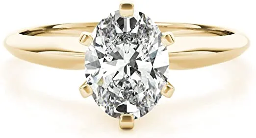 JewelMore 1 Carat - 3 Carat | Certified Lab Grown Diamond Engagement Ring For Women | 14K in White, Yellow Or Rose Gold | Lab Created Four-Prong Solitaire Diamond Engagement Ring | FG-VS1-VS2 Quality Revival Diamonds Engagement Ring