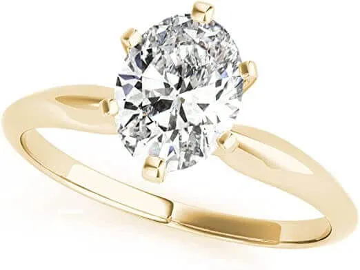 JewelMore 1 Carat - 3 Carat | Certified Lab Grown Diamond Engagement Ring For Women | 14K in White, Yellow Or Rose Gold | Lab Created Four-Prong Solitaire Diamond Engagement Ring | FG-VS1-VS2 Quality Revival Diamonds Engagement Ring