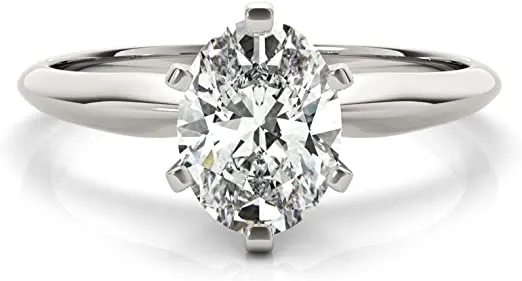 JewelMore 1 Carat - 3 Carat | Certified Lab Grown Diamond Engagement Ring For Women | 14K in White, Yellow Or Rose Gold | Lab Created Four-Prong Solitaire Diamond Engagement Ring | FG-VS1-VS2 Quality Revival Diamonds Engagement Ring