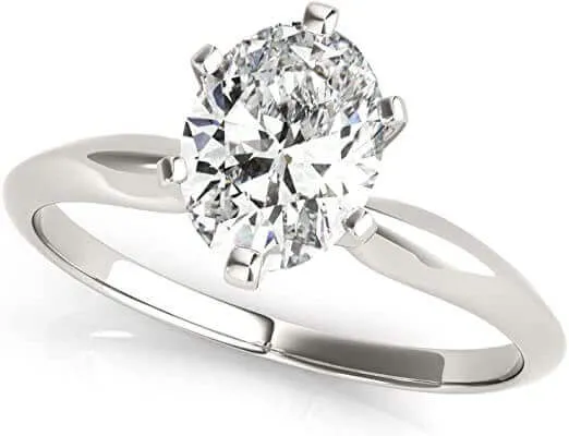JewelMore 1 Carat - 3 Carat | Certified Lab Grown Diamond Engagement Ring For Women | 14K in White, Yellow Or Rose Gold | Lab Created Four-Prong Solitaire Diamond Engagement Ring | FG-VS1-VS2 Quality Revival Diamonds Engagement Ring