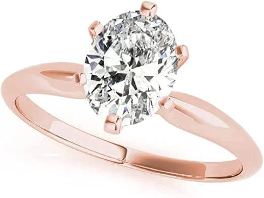 JewelMore 1 Carat - 3 Carat | Certified Lab Grown Diamond Engagement Ring For Women | 14K in White, Yellow Or Rose Gold | Lab Created Four-Prong Solitaire Diamond Engagement Ring | FG-VS1-VS2 Quality Revival Diamonds Engagement Ring