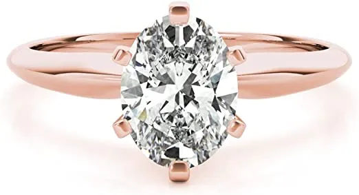 JewelMore 1 Carat - 3 Carat | Certified Lab Grown Diamond Engagement Ring For Women | 14K in White, Yellow Or Rose Gold | Lab Created Four-Prong Solitaire Diamond Engagement Ring | FG-VS1-VS2 Quality Revival Diamonds Engagement Ring