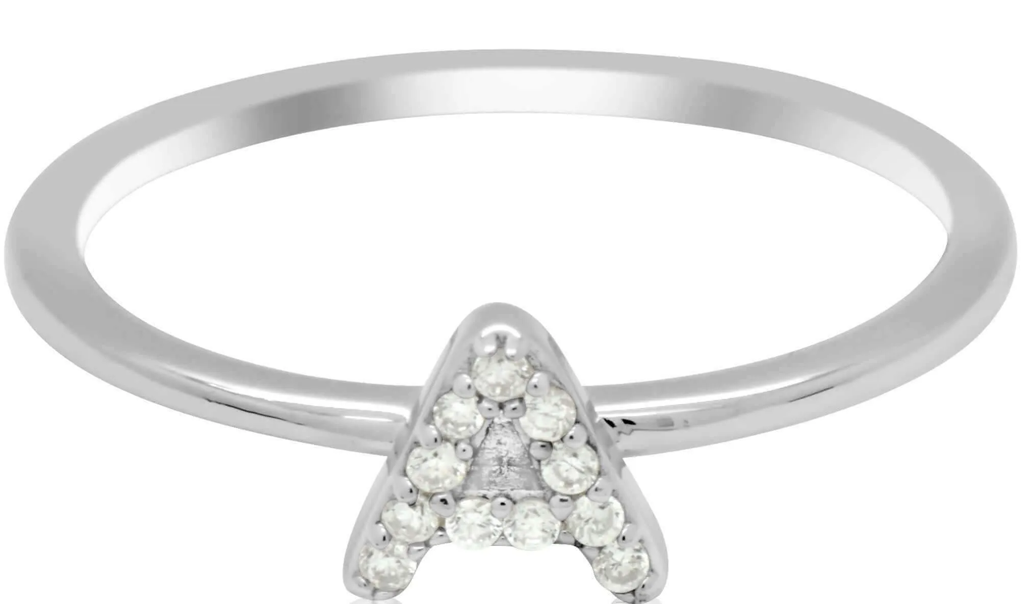 JewelMore Sterling Silver Diamond Accent stackable Initial Ring (petite)