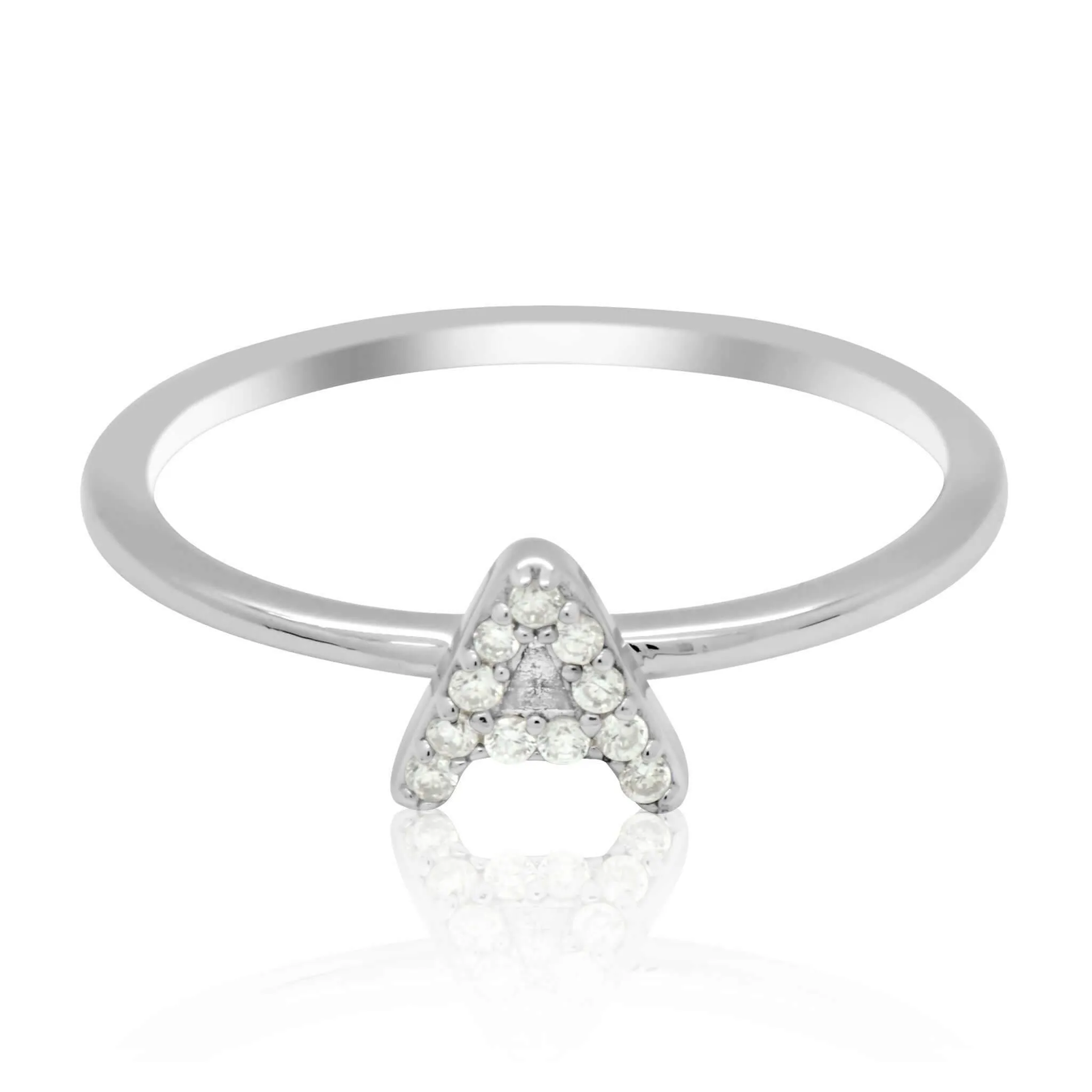JewelMore Sterling Silver Diamond Accent stackable Initial Ring (petite)