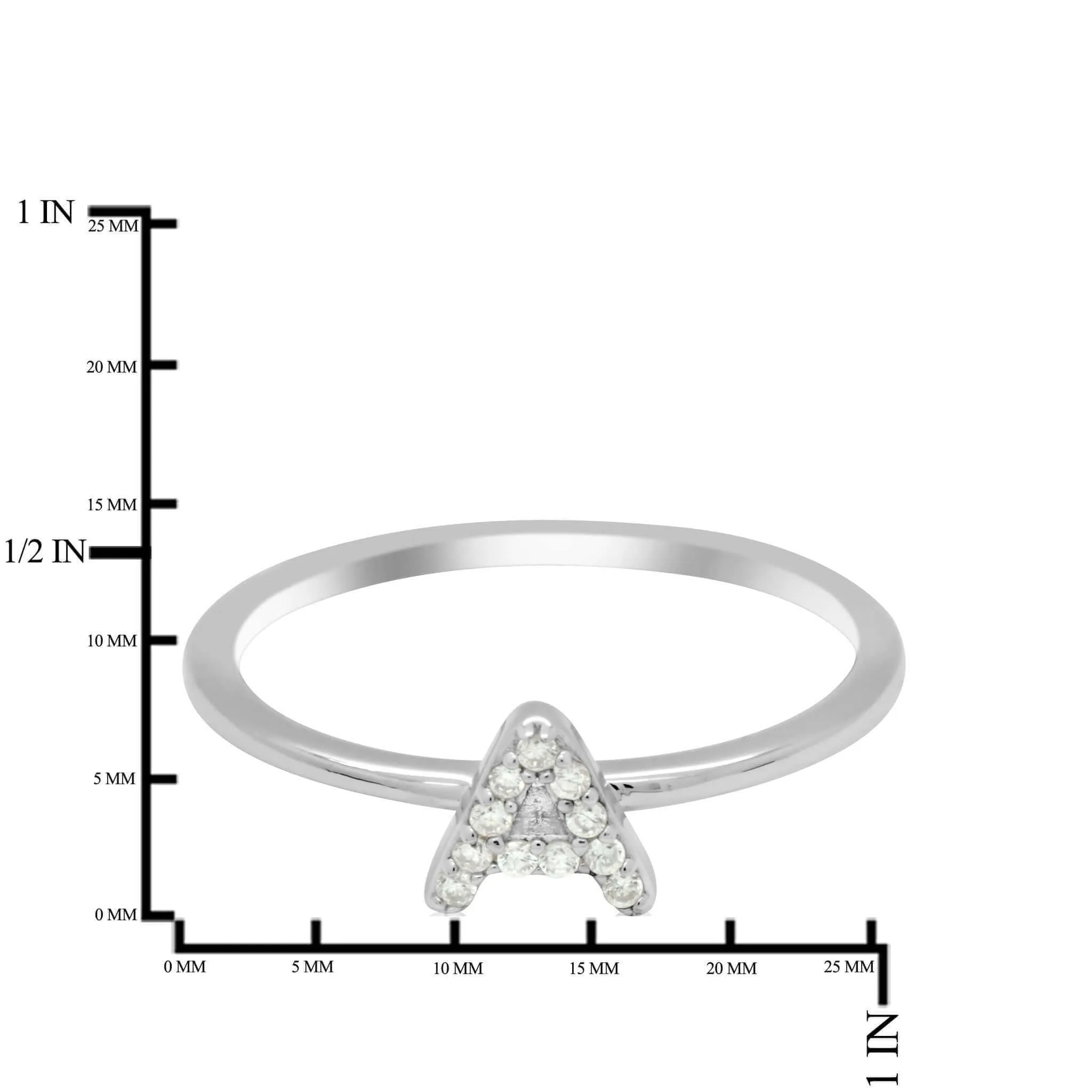JewelMore Sterling Silver Diamond Accent stackable Initial Ring (petite)