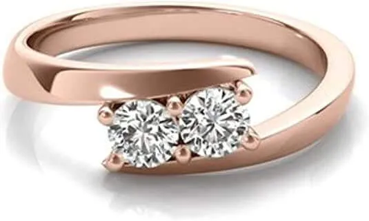 JewelMore Two Stone Ring Forever Us 1/4 ct tw Diamonds 14K Yellow,White or Rose Gold (I-J/ I2-I3)