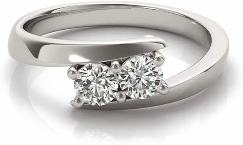 JewelMore Two Stone Ring Forever Us 1/4 ct tw Diamonds 14K Yellow,White or Rose Gold (I-J/ I2-I3)